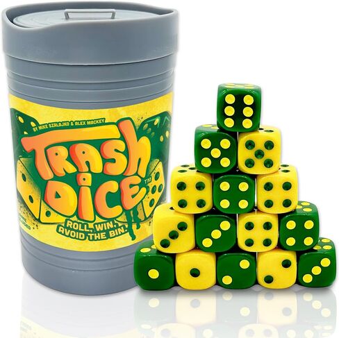 Big Discoveries Trash Dice Fast-Paced Family Dice Game | Exciting 2-Player Board and Dice Game with Trash Can and 40 Piece Dice Set | for Travel, Party, and Games Night in Kuwait