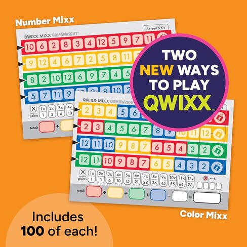Gamewright Qwixx Mixx - Genuine Enhanced Game Play Add-On Replacement Scorecards for Qwixx - A Fast Family Dice Game, 8 + years in Saudi Arabia