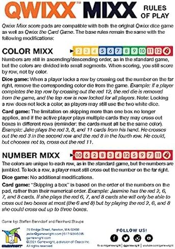 Gamewright Qwixx Mixx - Genuine Enhanced Game Play Add-On Replacement Scorecards for Qwixx - A Fast Family Dice Game, 8 + years in Saudi Arabia