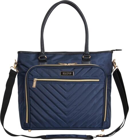 Kenneth Cole Reaction Chelsea Quilted Chevron 15" Laptop & Tablet Business Tote With Removeable Shoulder Strap, Navy in Kuwait