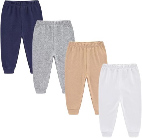 Unisex Newborn Baby Cotton 4-Pack Pants Embroidery Pringting Casual Leggings 0-24 Months for Boys and Girls in Kuwait