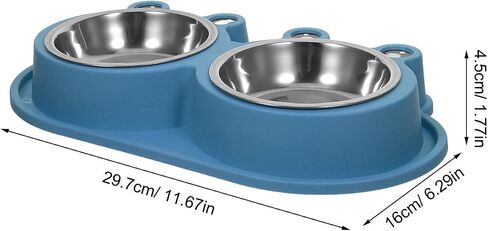 Double Cat Bowl with Built-in Moat, Nonslip Base, Blue PET Feeder in Saudi Arabia