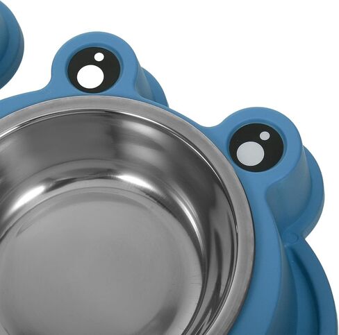 Double Cat Bowl with Built-in Moat, Nonslip Base, Blue PET Feeder in Saudi Arabia