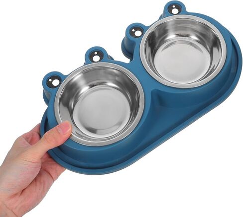 Double Cat Bowl with Built-in Moat, Nonslip Base, Blue PET Feeder in Saudi Arabia