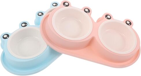 Double PET Feeding Bowls with Non Slip Sets Frog Shaped in Kuwait