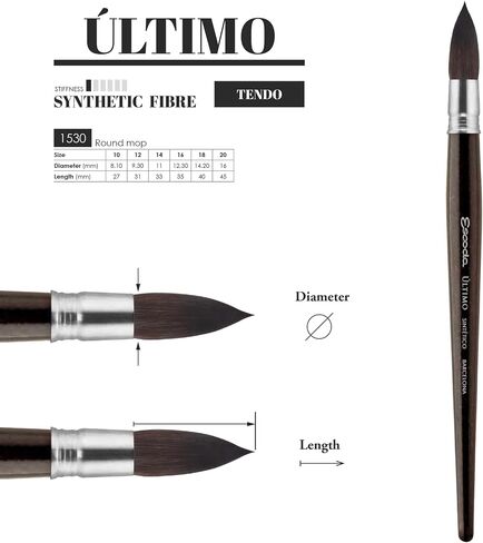 Escoda Ultimo Series 1530 Artist Watercolor and Acrylic Paint Brush, Synthetic Squirrel, Mop, Size 12 in Kuwait