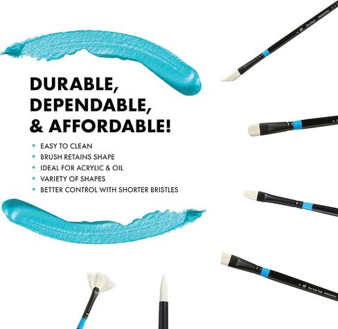 Princeton Artist Brush Co. Aspen Series 6500 - Long Handled Short Dagger Size 4 - Single Synthetic Oil and Acrylic Paint Brush for Painting on Canvas and Board in Saudi Arabia