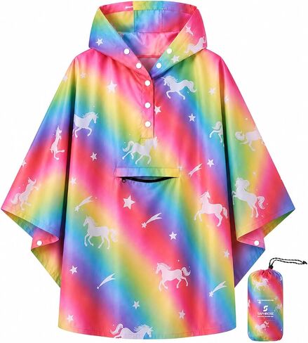 SaphiRose Lightweight Kids Rain Poncho Jacket Waterproof Outwear Rain Coat in Kuwait