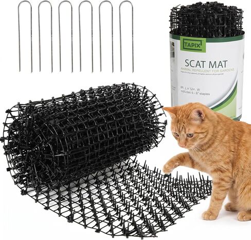 Tapix Cat Scat Mat with Spikes (8 ft.) – Cat Deterrent Strips for Garden, Yard & Furniture, Indoor & Outdoor, 6 Staples Included in Saudi Arabia