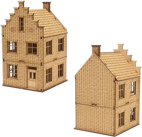 1/72 Scale European House Model Kit – Wooden 3D Puzzle for Adult Hobbyists, Paintable Architectural Display Craft. (Retro) in Kuwait