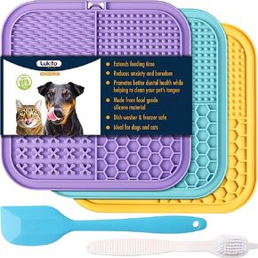 LUKITO 3PCS Lick Mat for Dogs and Cats, Licking Mat with Suction Cups for Anxiety Relief, Cat Peanut Butter Lick Pad for Boredom Reducer, Dog Enrichment Toy, Dog Lick Mat for Bathing Grooming in Kuwait