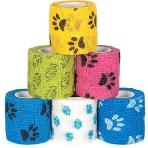 Pet Vet Wrap for Dogs Self Adhesive Bandage Wrap for Horse Cat Wound Care Cohesive Bandages Self Adherent Elastic Bandage Sports Tapes First Aid Tape 6 Rolls 2 inch in Kuwait