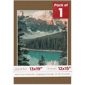 13x19 Mat Bevel Cut for 12x15 Photos - Acid Free Aged Oak Brown Precut Matboard - For Pictures, Photos, Framing - 4-ply Thickness in Saudi Arabia