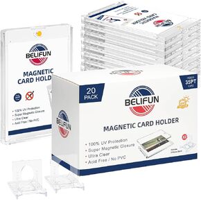 20-Pack One Touch Sleeved-Card Magnetic-Holders - 35PT Trading Card Holders, UV Protection Clear Acrylic Card Cases, Magnet Case Protectors for Game Cards, Baseball Cards, Sports Cards, Standard Cards in Kuwait