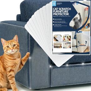 Furniture Protector from Cats, 12-Pack Anti-Scratching Sticky Tape, Scratch Deterrent, Cat Scratch Furniture Protector, Couch Protector from Cat Claws, Sofa Corners, Couch Corner Protector for Cats in Kuwait