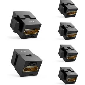 VCE 6 حزم HDMI أنثى مفتاح القرن، مقبس HDMI حجر مفتاح إدخال 4K الذهب مطلي HDMI موصل أنثى إلى أنثى للوحة الحائط - أبيض in Kuwait