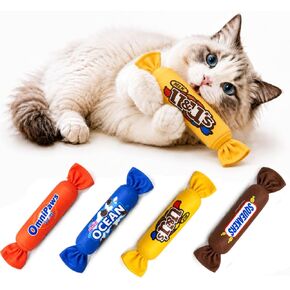 Gochanmon Cat Toys Candy Pillows,4 Pack, Catnip Inside,Soft and Durable Kick Sticks with Crinkle Sound, Interactive Indoor Kitten Play and Exercise Toy 7.9 Inches in Kuwait