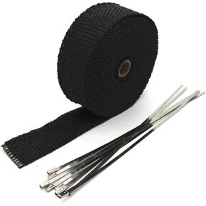 ESUPPORT 1" X 16' Fiberglass Roll Titanium Racing Exhaust Header Pipe Wrap Heat Shield Tape 6 Stainless Steel Ties Car Motorcycle in Saudi Arabia