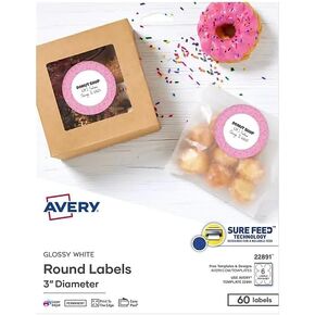 Avery Glossy Round Label Laser/Inkjet 3" Dia 8-1/2" x 11" 60/PK in Saudi Arabia