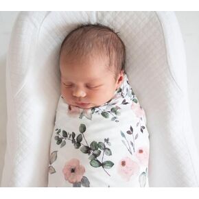 Terriboo Newborn Floral Print Blanket Baby Stretch Wrap Swaddle Blanket Receiving Blanket with Matching Headband and Beanie in Saudi Arabia