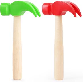 Fowecelt 2 Pack Wooden Hammer Toys Simulation Hammers Maintenance Tools Educational Toys for Birthday Party Games Supplies(Red & Green) in Saudi Arabia