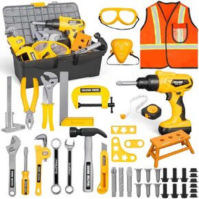 Kids Tool Set 48pcs, Christmas Birthday Gifts for Boys Girls Ages 3 , 4, 5, 6, 7,Toddler Tool Set with Portable Tool Box & Electronic Toy Drill, Construction Toys Tools for Toddlers in Kuwait