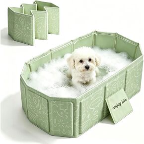 Foldable Dog Pet Bath Pool Collapsible Pet Bathing Tub 29.5×17.7 Inches Dogs Cats Swimming Bathtub PVC Non-Slip Puppy Shower Pool Green in Kuwait