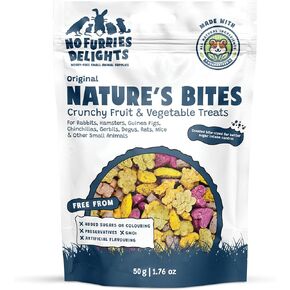 Treats, 100% All Natural Mini Bites for Rabbit Hamster Guinea Pig Chinchilla Pet Rat Mice Gerbil Bird Healthy Enrichment Bonding Rewarding Training Nature's Bites Variety Pack 50g in Kuwait