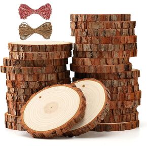 SENMUT Wood Slices 3.5-4.0 Inch Natural Rounds Unfinished Wooden Circles in Kuwait