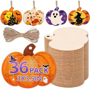 36 PCS Wooden Pumpkins Ornaments to Paint, 3.5in Wood Ornaments for Crafts in Saudi Arabia