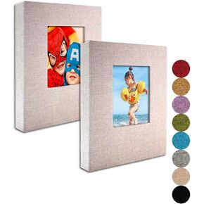 GPIRAL Small Photo Album 5x7 – 2 Pack, Each 26 Clear Pages Hold 52 Pictures. Album for 5x7 Pictures, Artwork, Drawings, Linen Cover with Front Window, Black Fabric in Saudi Arabia