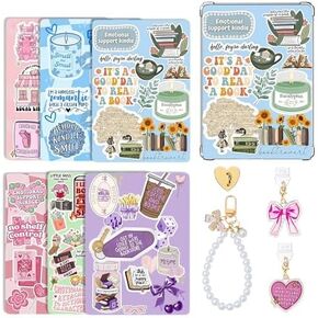 Case Insert Cards Set for Kindle Paperwhite, Electronic, 6 Book-Themed Designs with Pearl Keychain and USB-CDust Plugs (Style-A) in Saudi Arabia