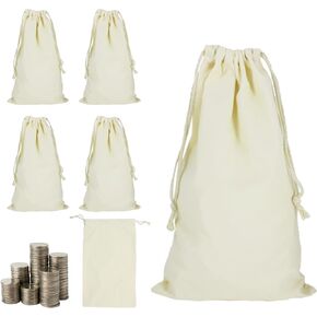 6 Pack 10x17" Coin Deposit Change Transit Bags Canvas Bank Coin Money Cash Bag Sacks with Drawstring Heavy Duty Sacks in Saudi Arabia