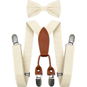 Adjustable Baby Boy Suspenders and Pre-tied Bow Tie, Kids Bowtie and Suspenders with 4 Strong Metal Clips in Saudi Arabia