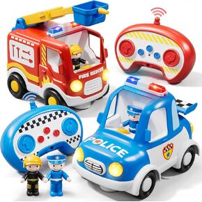Lehoo Castle 2-Pack Remote Control Fire Truck and Police Car for Toddlers in Kuwait