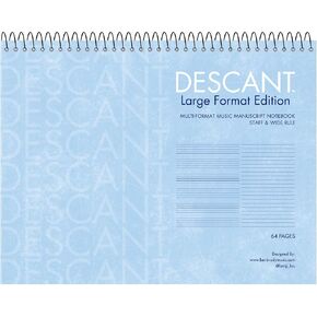 ROARING SPRING Descant Spiral Music Notebook, Unique Staff & Wide Ruled Multi-Format Manuscript, 11" x 8.5" 64 Pages, Top Bound, Heavy 20lb White Paper in Saudi Arabia
