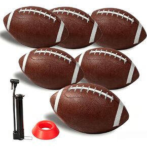 6 Pack 8.3" Inflatable Footballs with Pump and Kicking Tee,Rubber Junior Soft Small Toddler and Mini Footballs, Playground Balls for Kids in Kuwait