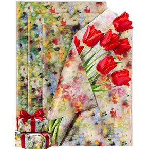 FIVEIZERO 50 Sheets Floral Tissue Paper for Gift Bags,Monet Style Patterned in Kuwait