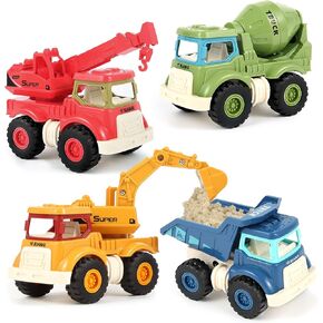 Olbyefly Construction Toys for 2 3 4 5 Years Old Boys Girls Kids Toddlers, Sandbox Excavator Toy Construction Truck Toys Vehicles Dump Crane Cement Mixer Truck, Christmas Birthday Gifts in Kuwait