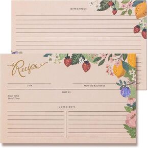 Recipe Cards 4x6 Double-Sided, 24-Pack Blank Recipe Cards, Sun-Kissed Garden Lemon and Strawberry Design, 4 x 6 Inches in Saudi Arabia