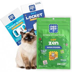 NATPAT Cat Calming Kit, Locket, Collar Holder and 24 Zen Patches in Kuwait