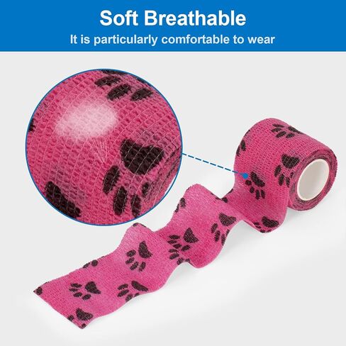 Pet Vet Wrap for Dogs Self Adhesive Bandage Wrap for Horse Cat Wound Care Cohesive Bandages Self Adherent Elastic Bandage Sports Tapes First Aid Tape 6 Rolls 2 inch in Kuwait