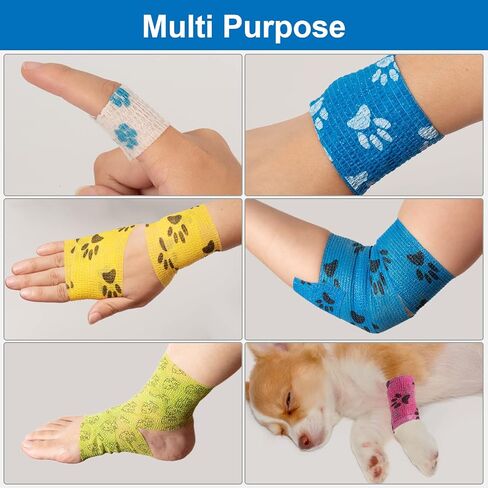 Pet Vet Wrap for Dogs Self Adhesive Bandage Wrap for Horse Cat Wound Care Cohesive Bandages Self Adherent Elastic Bandage Sports Tapes First Aid Tape 6 Rolls 2 inch in Kuwait