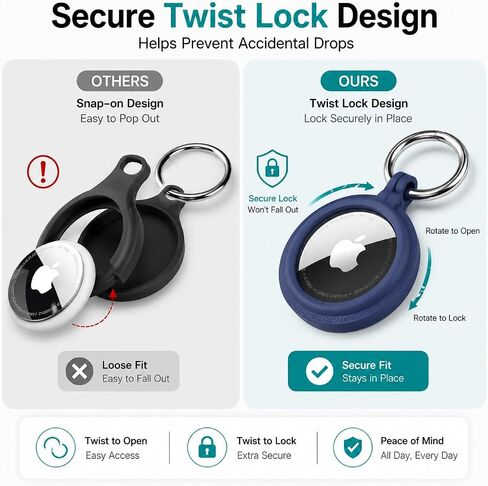PZOZ (4 Pack) AirTag Case Keychain Built-in Screen Protector Holder Compatible with Apple AirTag, Hard Plastic Waterproof Anti-Lost Cover Accessories, Finder for Kids Dog Collar Keys Ring(Multi-Color) in Kuwait