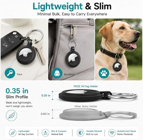 PZOZ (4 Pack) AirTag Case Keychain Built-in Screen Protector Holder Compatible with Apple AirTag, Hard Plastic Waterproof Anti-Lost Cover Accessories, Finder for Kids Dog Collar Keys Ring(Multi-Color) in Kuwait