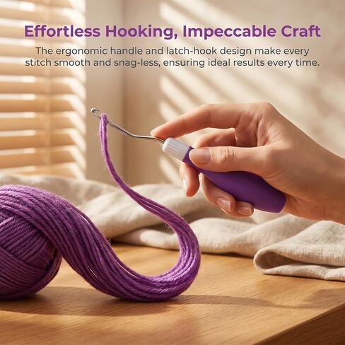 2 Pcs Latch Hook Tool, Silicone Handle Bent Tool 6.7 Inches Latch Hook Crochet Needle for Crochet Rug Carpet Crafts in Saudi Arabia