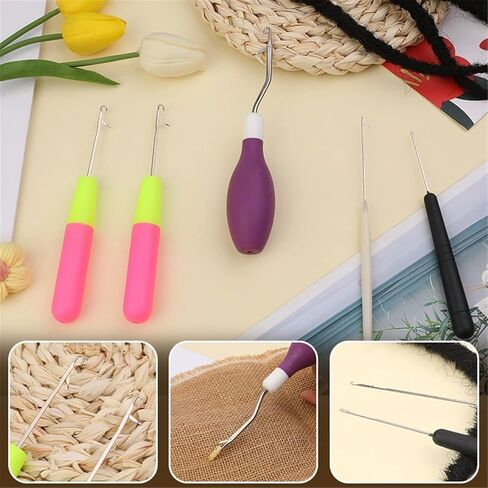 2 Pcs Latch Hook Tool, Silicone Handle Bent Tool 6.7 Inches Latch Hook Crochet Needle for Crochet Rug Carpet Crafts in Saudi Arabia