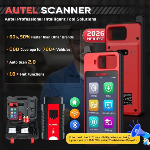 الماسح الضوئي Autel MaxiPRO MP808BT PRO Android 11 [تحديثات مجانية لمدة عامين]، ترميز ECU على مستوى الموزع لعام 2023، ترقية MS906BT MP808S MP808 MP808BT، ثنائي الاتجاه كامل، أكثر من 30 خدمة، تشخيص OE، FCA AutoAuth in Kuwait