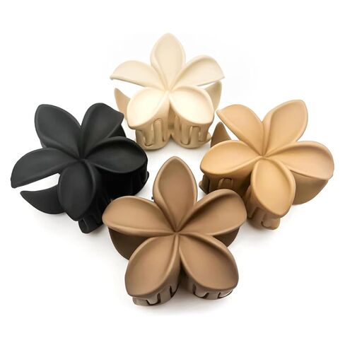 Nonslip Matte Flower Hair Claw Clips - Aesthetic Plumeria Accessories for Women with Thick or Thin Hair in Kuwait