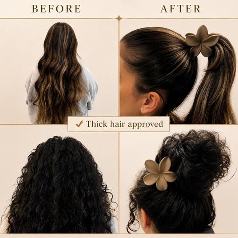Nonslip Matte Flower Hair Claw Clips - Aesthetic Plumeria Accessories for Women with Thick or Thin Hair in Kuwait